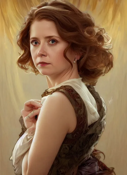 Image similar to beautiful portrait of jenna fischer, by magali villeneuve and greg rutkowski and artgerm and alphonse mucha, intricate, elegant, highly detailed, photorealistic, trending on artstation, trending on cgsociety, 8 k, sharp focus