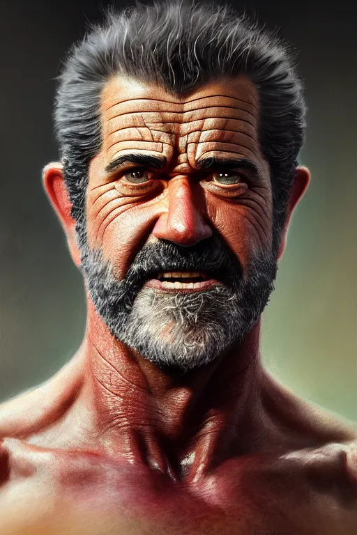 Prompt: ultra detailed close up facial portrait of mel gibson, extremely detailed digital painting, in the style of fenghua zhong and ruan jia and jeremy lipking and peter mohrbacher, mystical colors, rim light, beautiful lighting, 8 k, stunning scene, raytracing, octane, trending on artstation