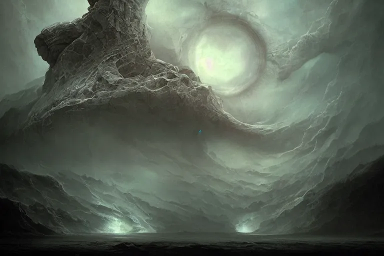 Image similar to maelstrom, gehenna, chaos, the world without form and void, amazing concept painting by Jessica Rossier and HR giger and Beksinski