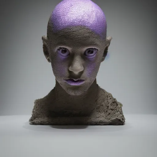 Prompt: artwork by pierre huyghe with wax, porcelain, purple smoke, ultra realistic, depth, beautiful lighting, sigma, 8 k, 3 5 mm, f / 3 2