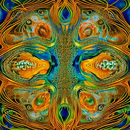 Prompt: the pseudopodia of two cells interacting. a microscopic photo by earnst haeckel. polycount shutterstock contest winner, art nouveau, nuclear art, microbiology, neoplasticism. biomorphic, creative commons, fractalism, airbrush art, minimalist macro photography, photoillustration, dye - transfer, sabattier filter.