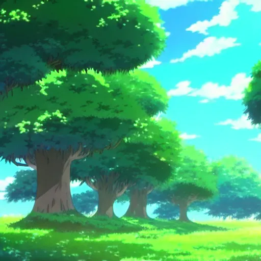 Prompt: anime style trees, environmental art animation background, studio ghibli, makoto shinkai