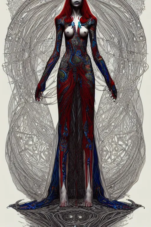 Image similar to digital art, centered full body of elven bride ,intricate, veins, by James Jean and by piet mondrian ultradetailed, charachter design, concept art, trending on artstation,