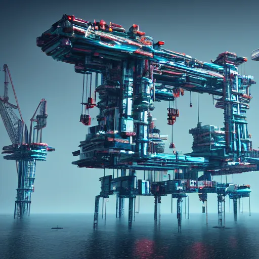 Image similar to cyberpunk oil rig