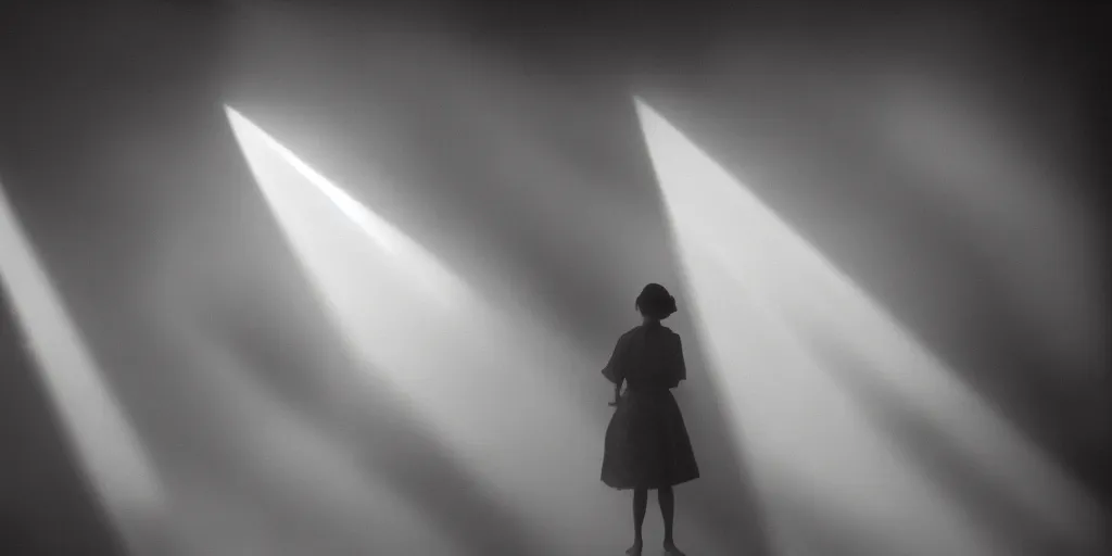 Image similar to cinematic atmospheric photo of a lost girl by fan ho, realistic, god rays