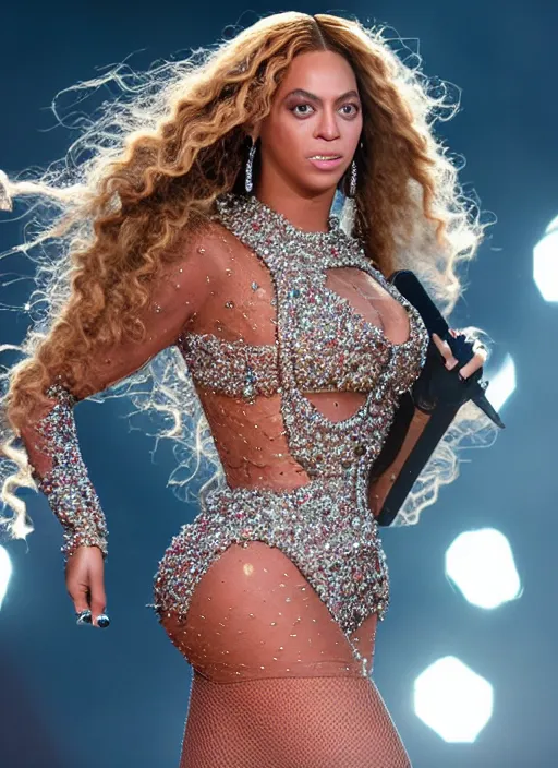 Prompt: beyonce giving a concert, ( eos 5 ds r, iso 1 0 0, f / 8, 1 / 1 2 5, 8 4 mm, postprocessed, crisp face, facial features )