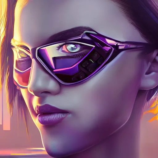 Image similar to a hyperrealistic painting of a beautiful girl, cyberpunk, highly detailed, sharp focus, synthwave