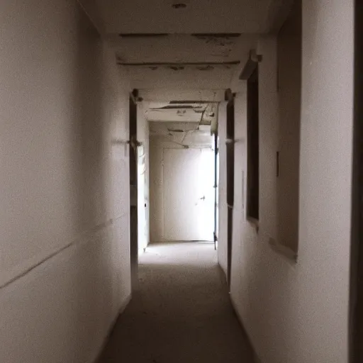 Prompt: the backrooms liminal space, endless corridor