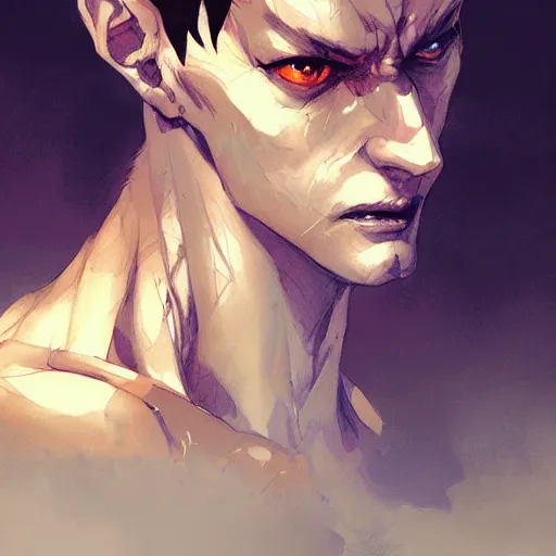 Prompt: realistic portrait of hisoka, dramatic lighting, illustration by Greg rutkowski, yoji shinkawa, 4k, digital art, concept art, trending on artstation