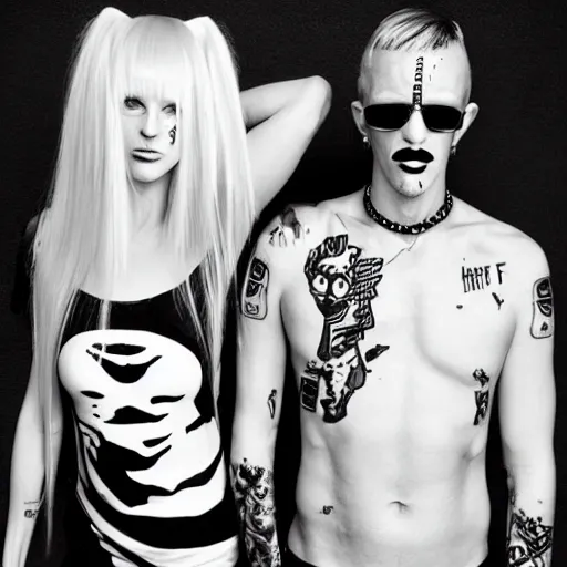 Image similar to blank and white zeff style art, die antwoord