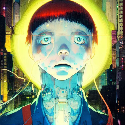 Image similar to prompt : city scavenger portrait soft light painted by james jean and katsuhiro otomo and erik jones, inspired by akira anime, smooth face feature, intricate oil painting, high detail illustration, sharp high detail, manga and anime 1 9 9 9