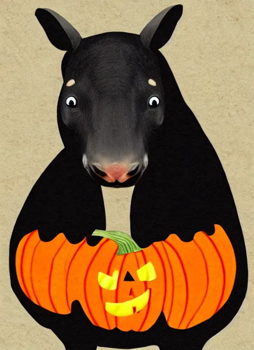 Image similar to tapir animal as a pumpkin, animal tapir, vegetable, pumpkin