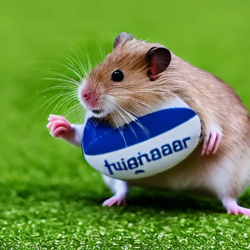 Image similar to hamster playing rugby