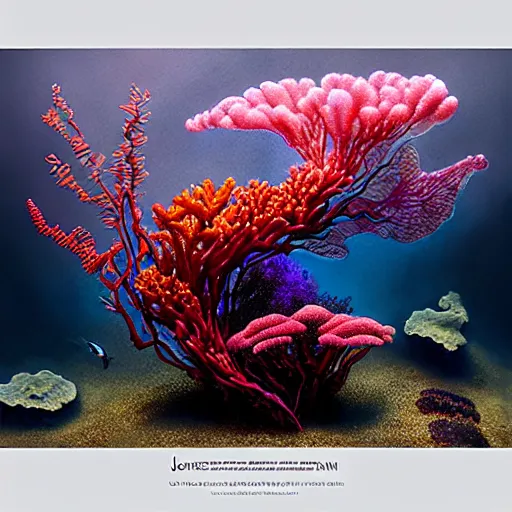 Image similar to unique non-conventional beauty, ornamental fish and corals and seaweed, surreal, intricate, etheric, floating, sensual, dramatic lighting, emotionally evoking symbolic metaphor, painterly, insanely detailed, lifelike, digital painting, artstation, concept art, smooth, sharp focus, illustration, art by John Collier and Krenz Cushart and Artem Demura and Alphonse Mucha and Albert Aublet