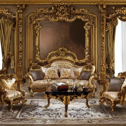 Prompt: baroque living room
