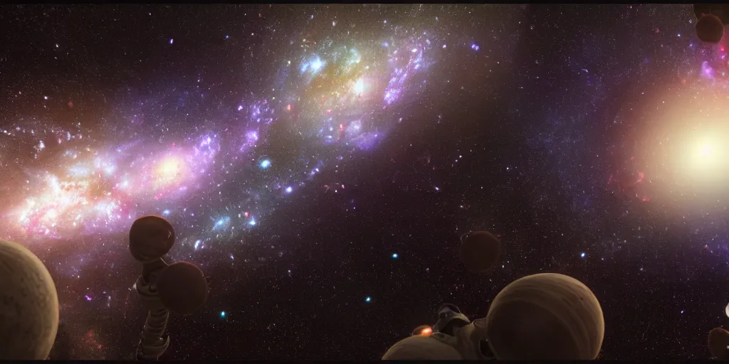 Image similar to view of the one spiral galaxy, milky way, deep space, dark space, unreal engine 5