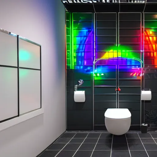 Image similar to a gaming toilet with rgb and rtx inside, raytracing, ue 5, photorealistic