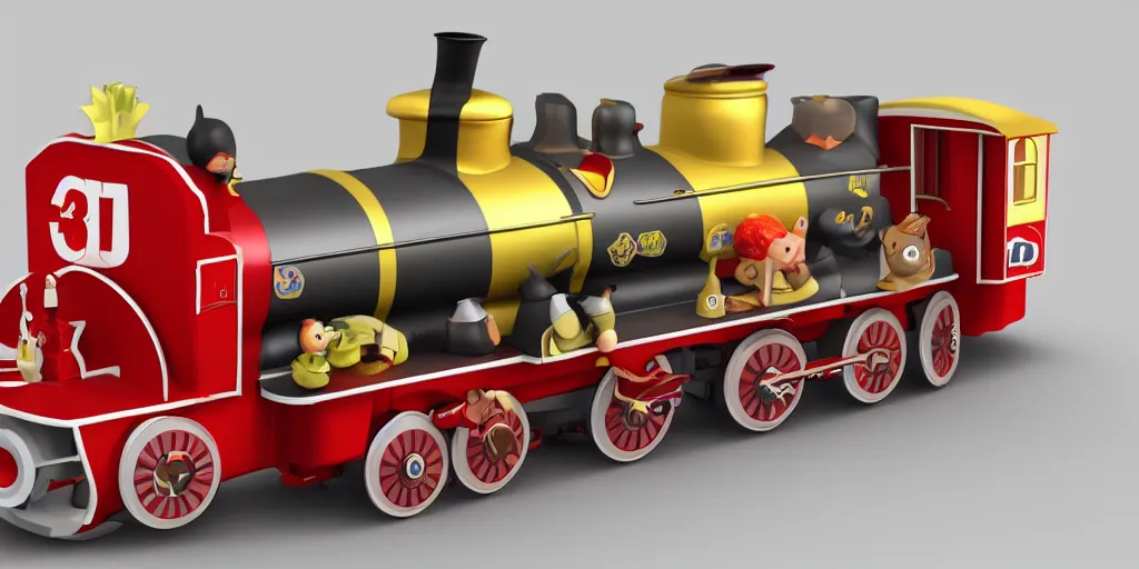 Image similar to dream new original cartoon train 3 d model choo choo tank engine children's character ham boy meme