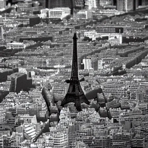 Prompt: godzilla attacking the Eiffel Tower, realistic tilt shift style