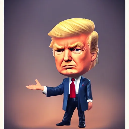 Image similar to donald trump as a funko pop, digital art, concept art, gemmy woud binnendijk, nixeu, artgerm