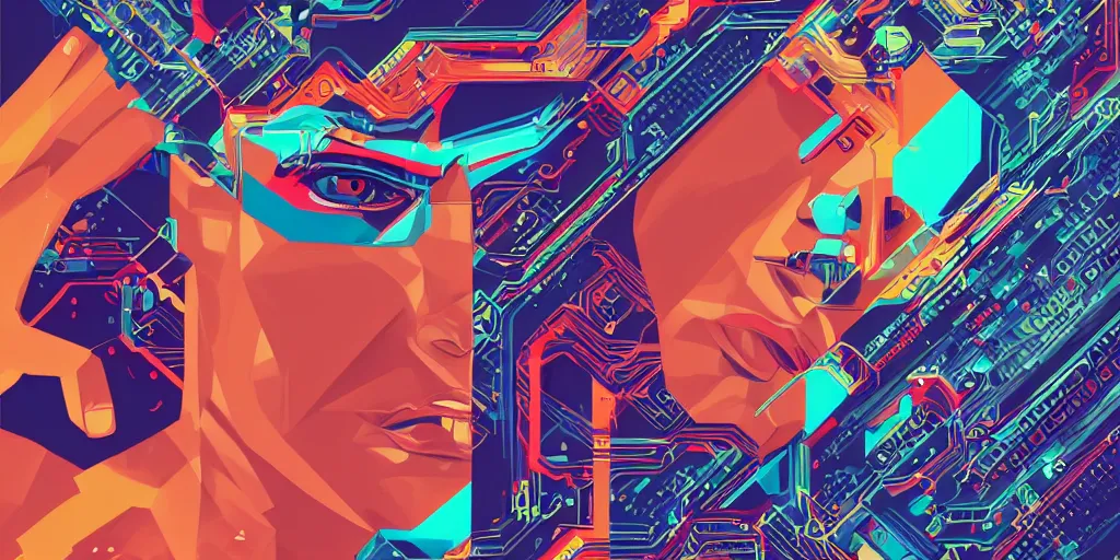 Image similar to portrait of computer & circuits, 8 k, by tristan eaton, trending on deviantart, face enhance, hyper detailed, minimalist, full of colour, super detailed, cinematic