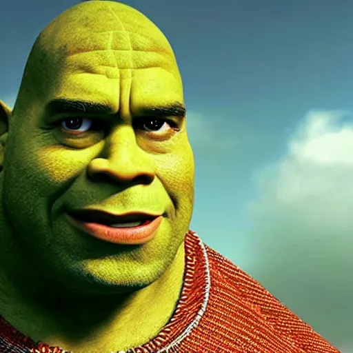 Prompt: dwayne johnson as shrek