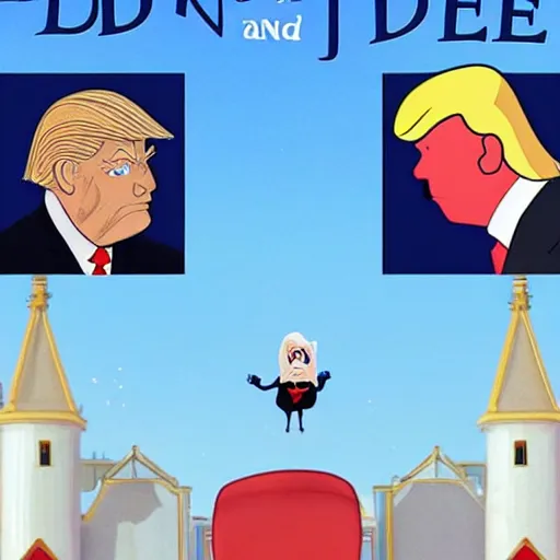 Image similar to Trump and Biden pixar disney movie poster