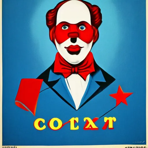 Image similar to communist clown portrait, soviet propaganda style, poster, carl marx