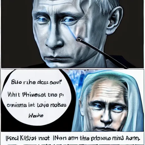 Image similar to Vladimir Putin in the style of a white walker from Game of Thrones