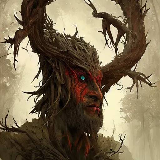 Image similar to slavic demon leshy, ultra detailed artwork by greg rutkowski, artgerm, intricate details