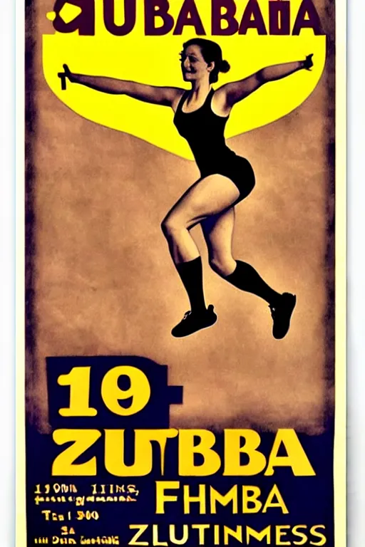 Image similar to 1900s zumba fitness art poster