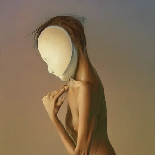 Prompt: women shows their true beautiful form by zdzisław beksiński and dariusz zawadzki, oil on canvas, 8k highly professionally detailed, trending on artstation