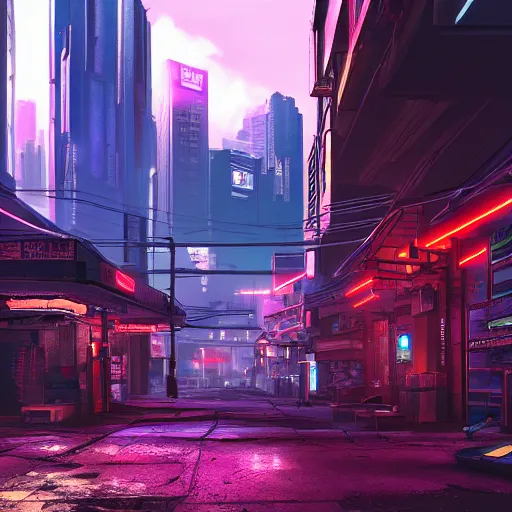 Prompt: a streeview of a cyberpunk city, cinematic lighting, photorealism.