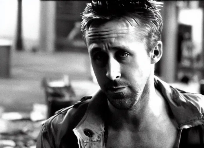 Image similar to film still of Ryan Gosling as Tyler Durden in Fight Club 1999