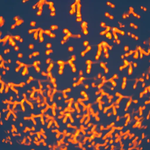 Prompt: orange glowing people rising into the sky