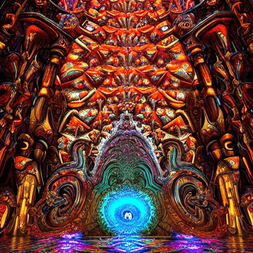 Prompt: a beautiful stone carving of an intricate psychedelic cathedral populated by mandelbrot fractals by android jones, carved soap, unreal engine, volumetric lighting, dynamic lighting, bright, dramatic lighting, high contrast, neon glow, carved marble, opalescent, sacred geometry, religious, angelic, catholicpunk, stark, trending on artstation