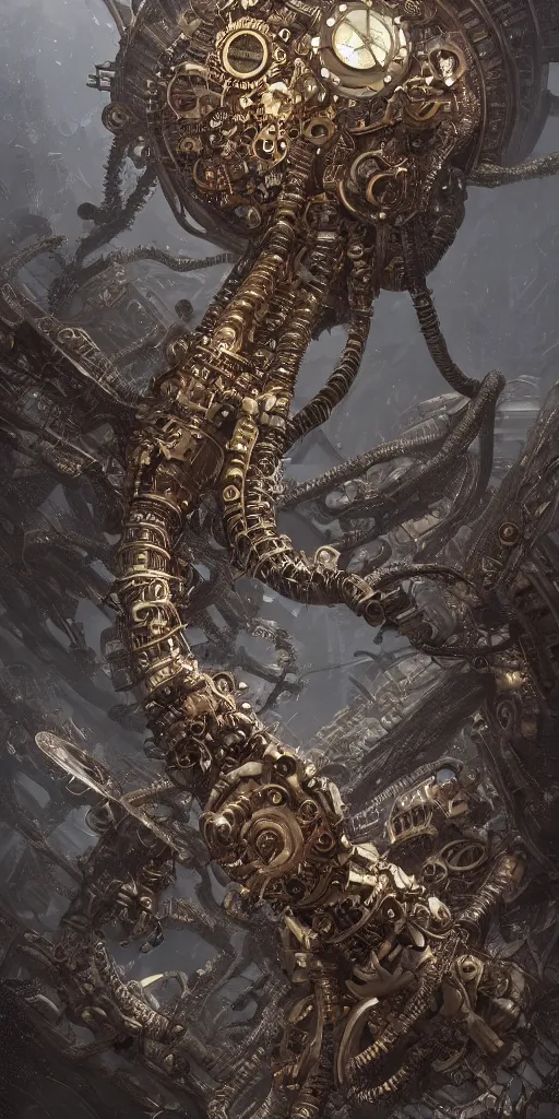 Image similar to 3d steampunk tubeworm, intricate, elegant, highly detailed, digital painting, concept art, smooth, sharp focus, art style from Wang Ke and Greg Rutkowski and Bruce Kaiser and Scott Robertson and Dmitry Mazurkevich and Doruk Erdem and Jon Sibal, small style cue from blade runner and dune, game character design, blank background