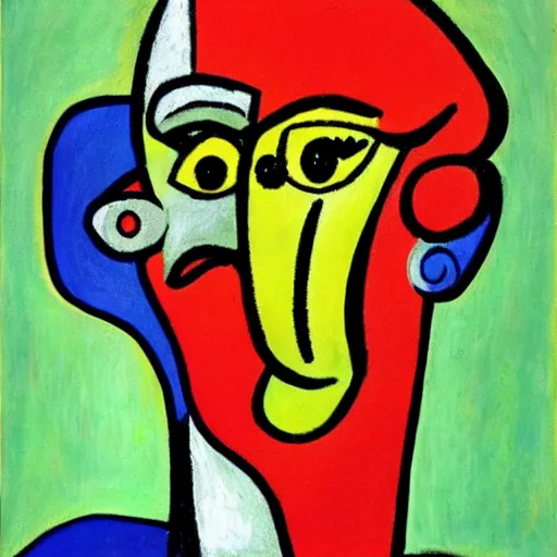 Prompt: handsome squidward, male portrait, colorful, picasso style