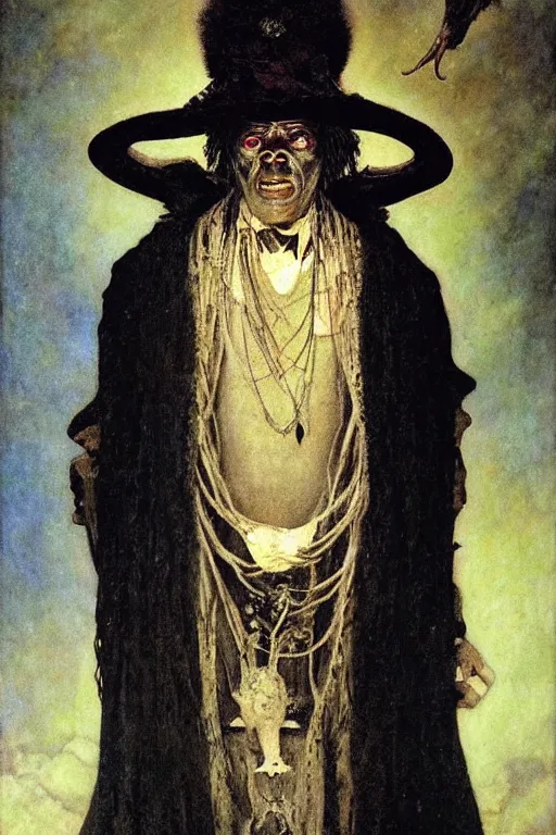 Prompt: a portrait of papa legba by wayne barlowe, gustav moreau, goward,  Gaston Bussiere and roberto ferri, santiago caruso, and austin osman spare, ((((occult art))))