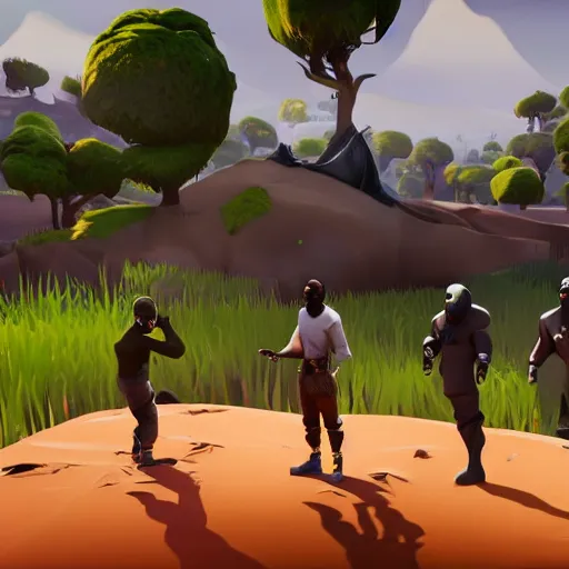 Image similar to kanye west listening party in fortnite, full hd