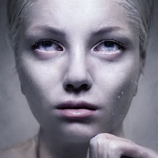 Image similar to portrait of a ghostly haunting female, depth of field, zeiss lens, detailed, symmetrical, centered, fashion photoshoot, by annie leibovitz and steve mccurry, david lazar, jimmy nelsson, breathtaking, 8 k resolution, extremely detailed, beautiful, establishing shot, artistic, hyperrealistic, beautiful face, octane render