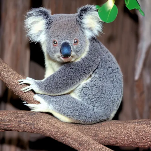 Prompt: photo of koala inside kangaroo pouch, cinestill, 8 0 0 t, 3 5 mm, full - hd