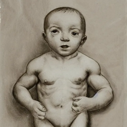 Prompt: a baby with ripped muscles, high detail