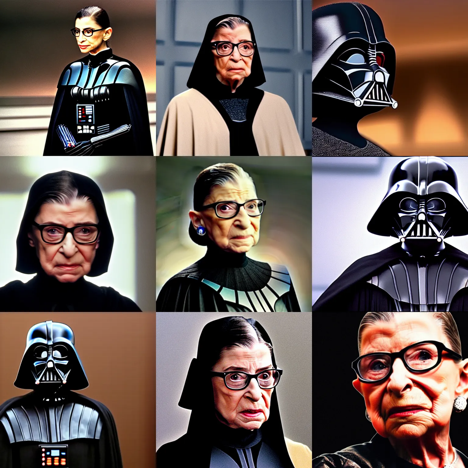 Prompt: ruth darth vader ginsburg, movie still, directed by george lucas