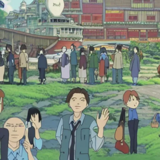 Prompt: animated movie scene portraying remote startup life in the new miyazaki film