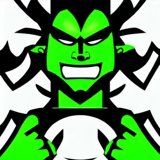 Image similar to a picture of a green man with his fist up, vector art by mor than, trending on deviantart, mingei, flat shading, prerendered graphics, marvel comics