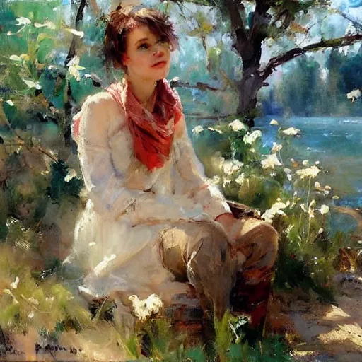 Image similar to a portrait of a character in a scenic environment by daniel f. gerhartz