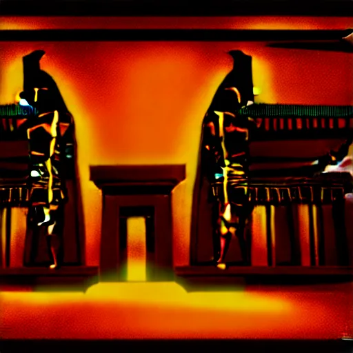 Image similar to ancient egyptian structure, retrowave epic art, trending on art station