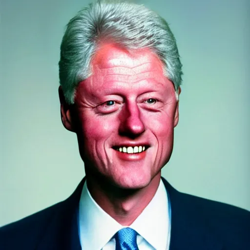 Image similar to realistic photo of bill clinton wearing a blue dress,