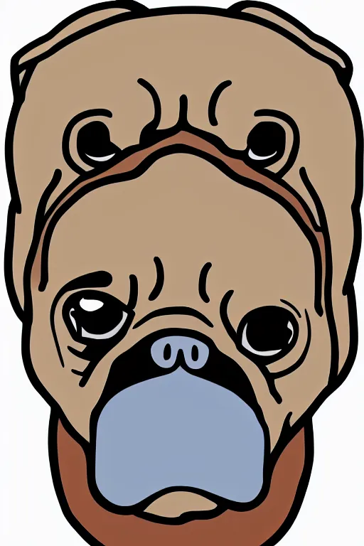 Image similar to portrait of a pug skeletor, sticker, colorful, illustration, highly detailed, simple, smooth and clean vector curves, no jagged lines, vector art, smooth